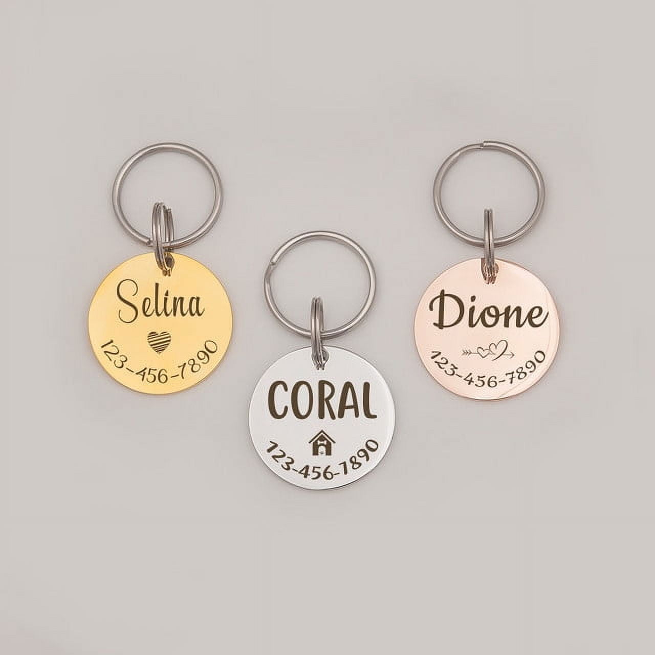 Dog Tag - Dog Tags for Dogs Personalized - Dog Name Tags - Dog Collar Tag - Rose Gold Dog Tag with Icon - Dog Id Tags Double Sided