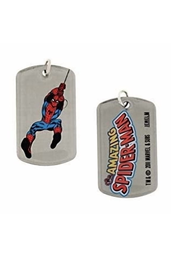 Dog Tag Marvel Comics The Incredible Spiderman Spinning Web Spider Man Double SIded Dog Tag with chain vintage jewelry