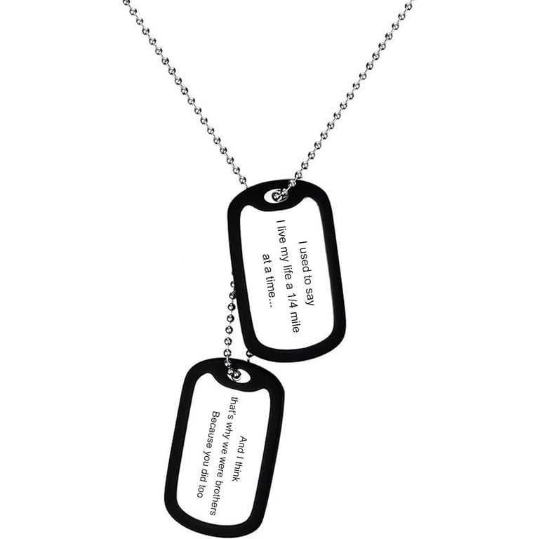 Dog Tag Necklace for Men Personalized Stainless Steel Military US Army ID Tag Double Dog Tag Dangling Pendant Necklace B.Silver horizontal engraved