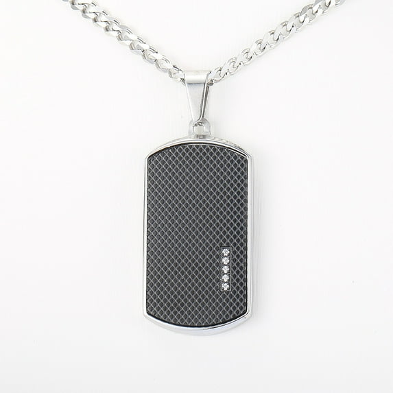 Dog Tag Pendant Necklace for Men Stainless Steel Cuban Chain