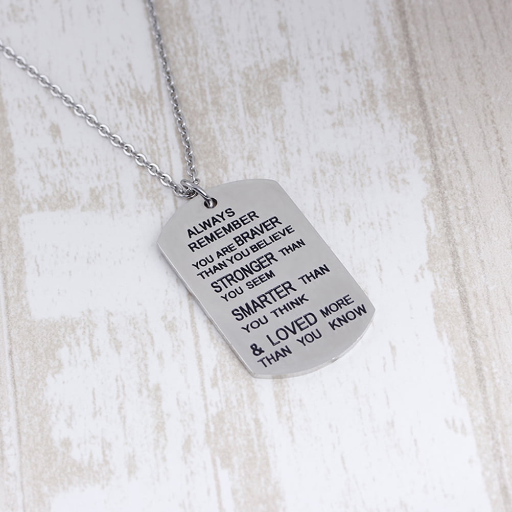 Dog Tag Pendant Stainless Steel Necklace Chain Letter Dog Tag Pendant