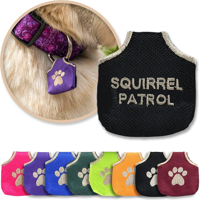 Dog Tag Silencer Black Squirrel Patrol Quiet Noisy Pet Tags Fits Up To Four Pet IDs Dog Tag Cover Protects Metal Pet IDs Made of Durable Nylon Universal Fit