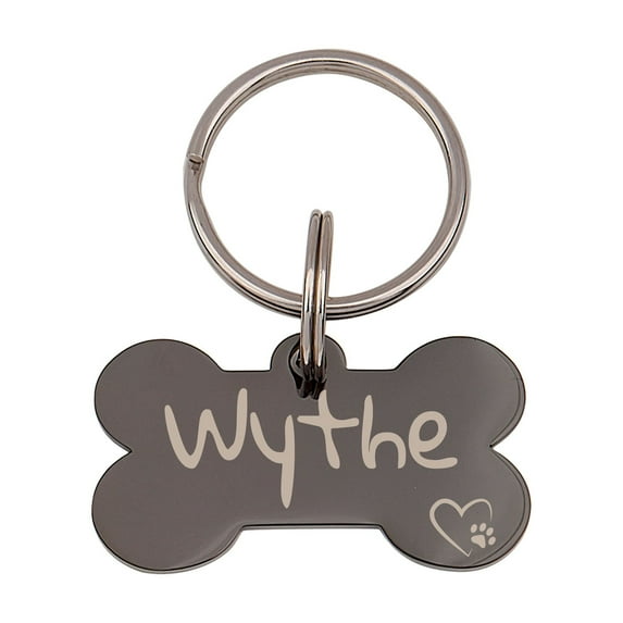 Dog Tags for Dogs Personalized - Custom Stainless Steel Bone Shaped Dog Tag - Dog Name Tag with Funny Paw Icon Design [Black, M, Front & Back Engraving]