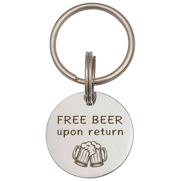 Dog Tags Dog Name Tags Personalized Dog Tags For Dog Free Beer Upon Return Funny Dog Tag Personalized Pet Tag Circle Pet Id Tag Silver S Only front