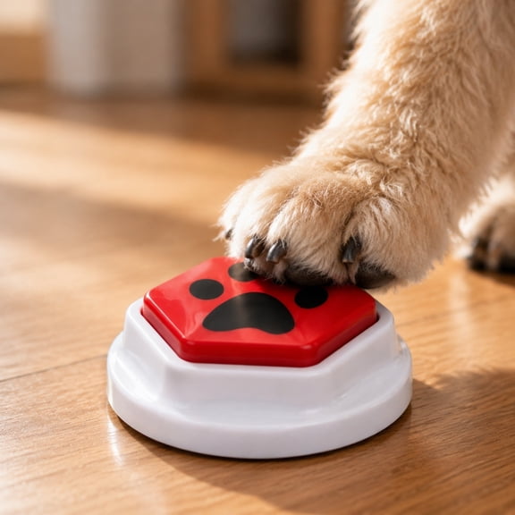 Dog Talking Button Recordable Communication Button, Paw Print Hexagonal Plastic Interactive Voice Button, Dog Cat Training Pet Sound Button for Home Use
