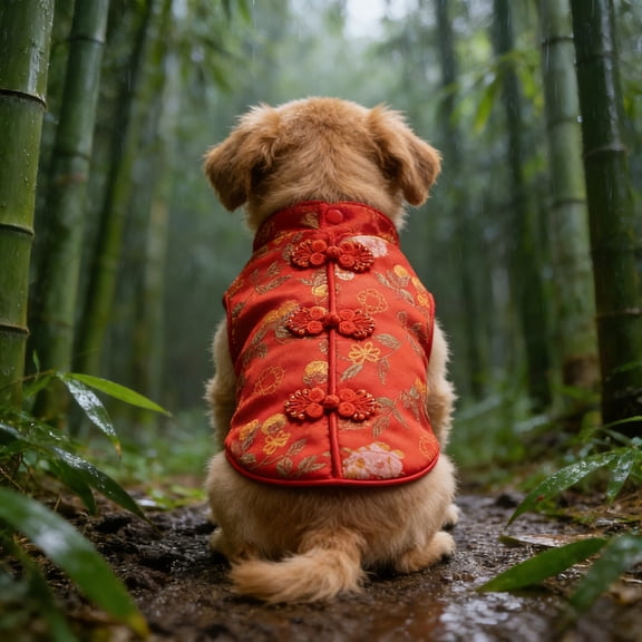 Dog Tang Suit Chinese New Year Festival Plush Warm Coat for Small Dogs and Cats Family Parties Wedding Holiday Pet Supplies