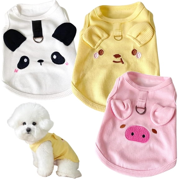 Dog Tank Top, Soft Breathable, with D Ring, 3-Pack, Small Dogs