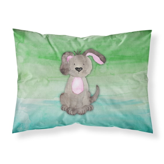 Dog Teal and Green Watercolor Fabric Standard Pillowcase