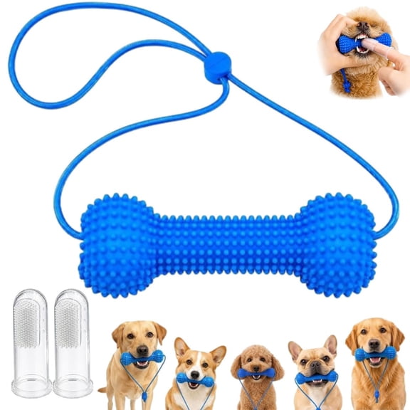 Dog Teeth Cleaner, Dog Dental Mouth Prop with Textured Rubber Bite Block and Control Cord, Pet Teeth Brushing Aid for Small, Medium and Large Dogs