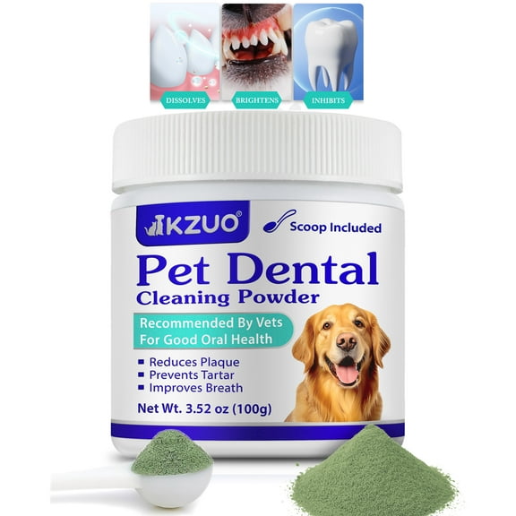 Dog Teeth Cleaning Powder – Natural Dog Dental Powder for Teeth Cleaning, Edible Removes Plaque & Tartar, Promotes Fresh Breath, Gentle 2.82 oz/100g