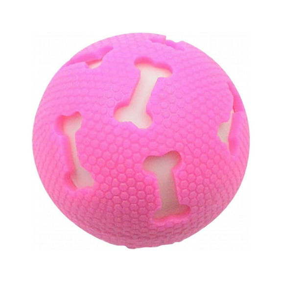 Dog Teeth Toy, QQZ Durable Chew Ball for Puppies, Light Up Interactive Pet Toy with Bone Pattern for Dogs, Pink