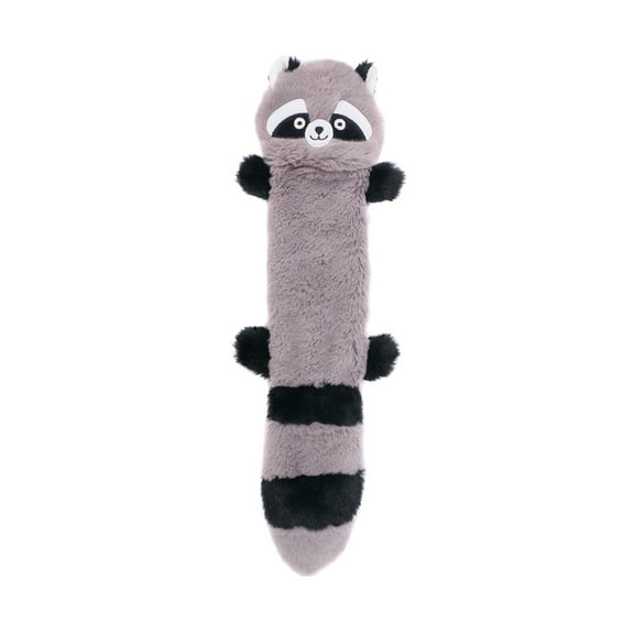 Dog Teething Toy Squeaky Racoons Cartoon Shape for Large & Small Dogs Plush Chew Toy Long Tail