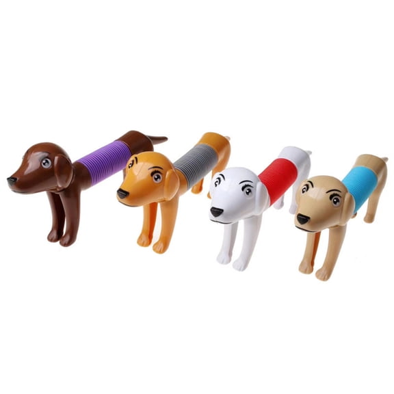 Dog Telescoping Tube Toy 4 Pack Fidget Sensory Toys For Kids Stretchy Spring Dog With Popping Sound Stocking Stuffers