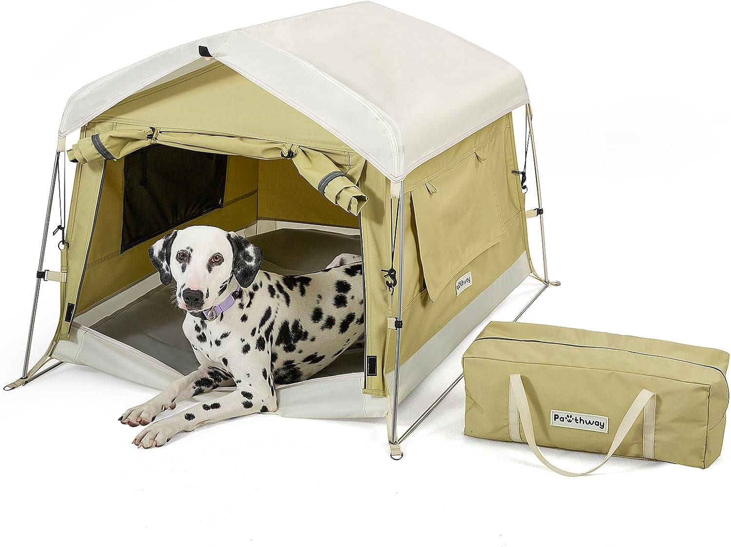 Dog Tent Cotton Fabric, Aluminum Poles and Camping Mat, Outdoor ...