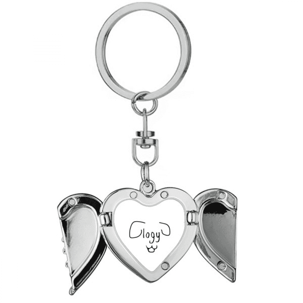 Dog Text Stickers Art Deco Fashion Heart Angel Wing Key Chain Holder