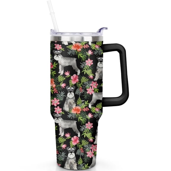 Dog Theme 40oz Tumbler with Handle 40 oz Dog Tumbler LeakProof Lid Straw Double Insulated Travel Mug Dog Lover Gifts for Men Women Travel Accessories Must Have