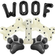Dog Theme Balloons - 6th Dog Birthday Party Decorations, 40 Inches Number 1 Foil Balloons, Paw and Bone Balloons, WOOF Letter Balloons, Paw Prints Stickers for Pet Kids Dog Birthday Party Supplies