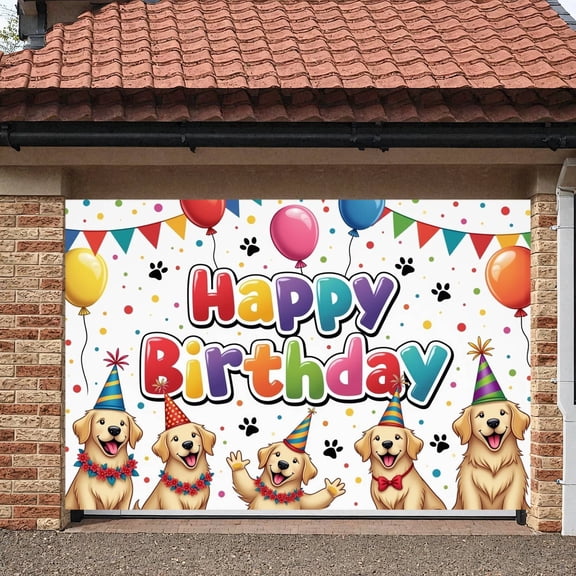 Dog Theme Banner Colorful Design Puppy Party Display Puppy Pattern Balloon Decor Dog Birthday Backdrop for Pet Birthday Party Dog Theme Gathering Family Celebration