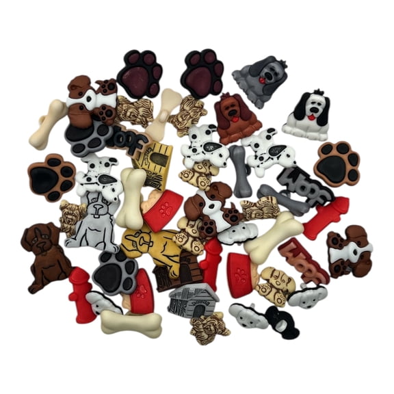 Dog Theme Craft & Sewing Buttons  50 Piece Novelty Button Assortment