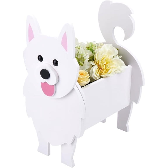 Dog Theme PVC Foam Board for DIY Flower Pot Decoration Display Decorations Samoyed Dog White 220x174x330mm