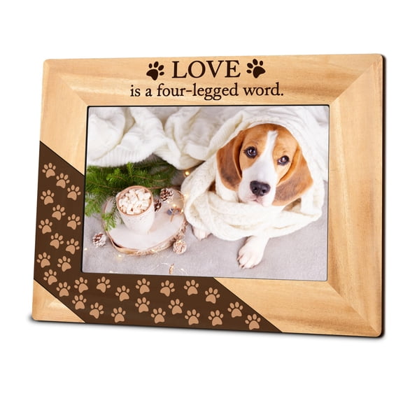 Dog Theme Wooden Picture Frame with Paw Prints 5x7 Inches Horizontal 1 Pack