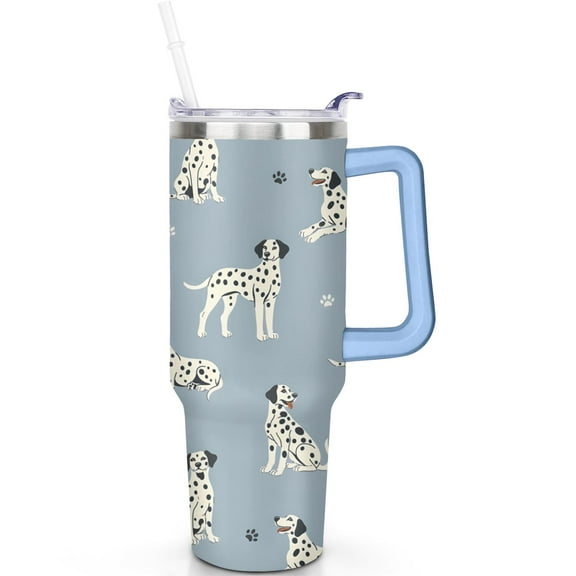 Dog Themed 40oz Spill Proof Tumbler with Handle and Straw – Double Insulated Travel Mug for Dog Parents and Travelers
