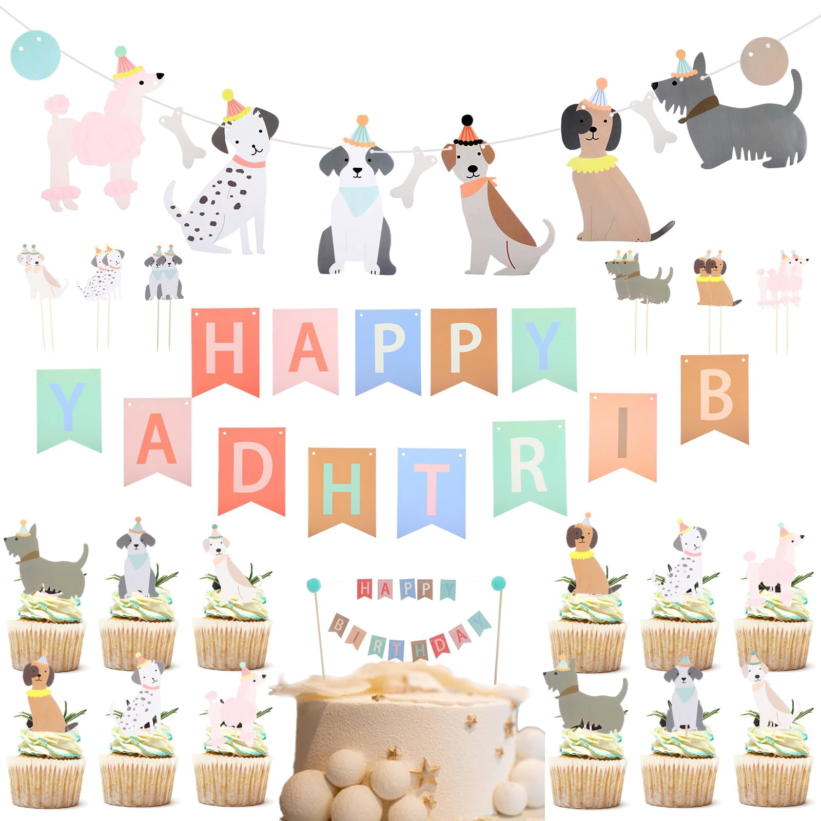 Dog Themed Happy Birthday Banner Set - Cute Dog Party Decorations For Pet Birthday Celebrations - View #5