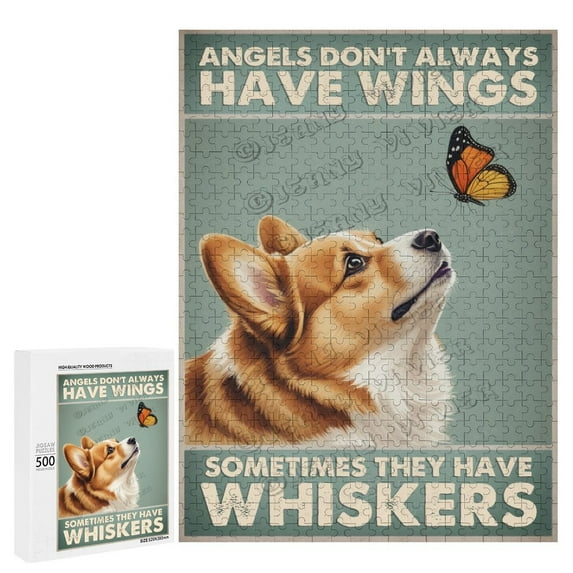 500 Piece Jigsaw Puzzle for Adults - Wood Puzzles - Adorable Corgi Dog - Fun and Engaging Puzzle for Dog Lovers