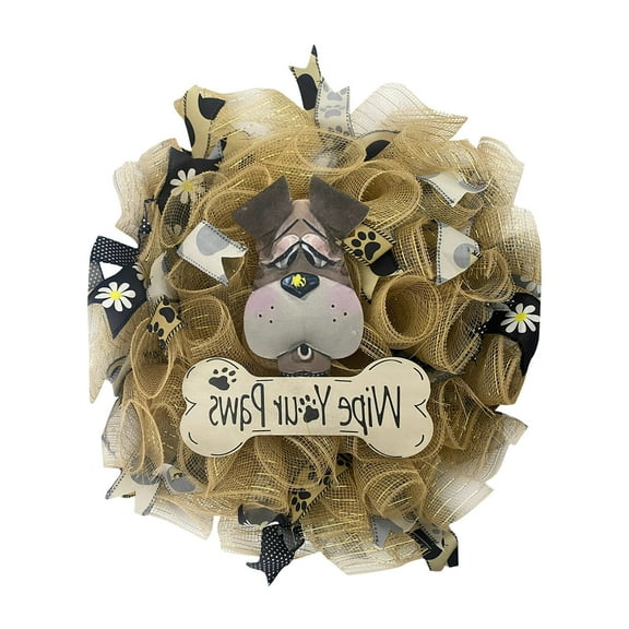 Dog Themed Farmhouse Welcome Wreath Indoor and Outdoor Door Hanger for Front Door Garden Wall Spring Home Decor