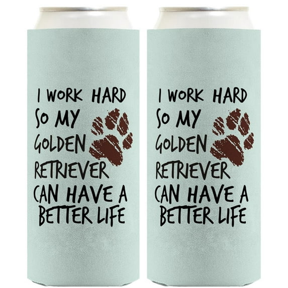 Dog Themed Gifts For Women I Work Hard So My Golden Retriever Can Have A Better Life Paw Print 2-Pack Ultra Slim Can Thermocoolers