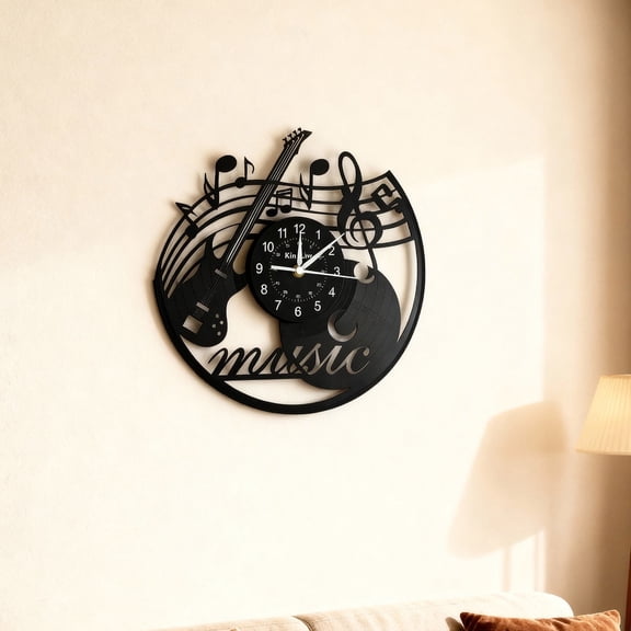 Music Themed LED Vinyl Record Wall Clock,Silent Wall Clock,Wall Decorative Clock