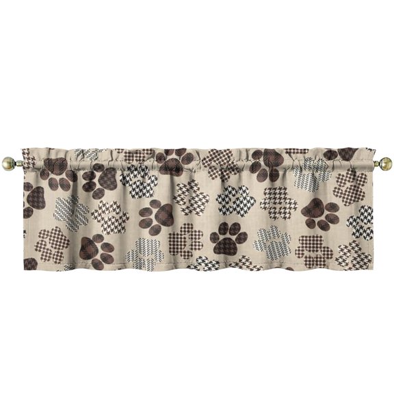 Dog Themed Valance Curtain for Small Windows 54x18 Inch - Cute Canine Bone & Paw Print Design, Farmhouse Kitchen Window Treatment, Pet Lovers Gift