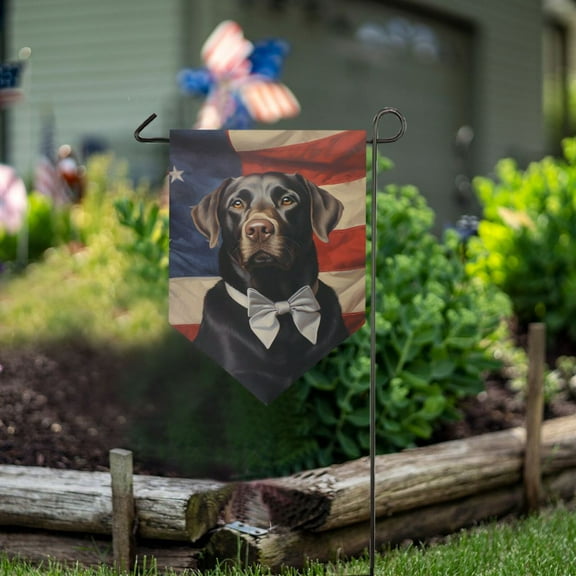 Dog Tie American Flag Garden Flag 18" x 12.5" Double Sided Yard Lawn Outdoor Decor Small Yard Flags