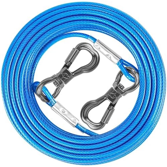 Dog Tie Out Cable, Dog Leads for Yard 8/10/15/20/30/50 Feet, Heavy Duty Pet Runner Tether Chain Outside for Small Medium Large Dogs Up to 120 LBS (10 FT, Blue)