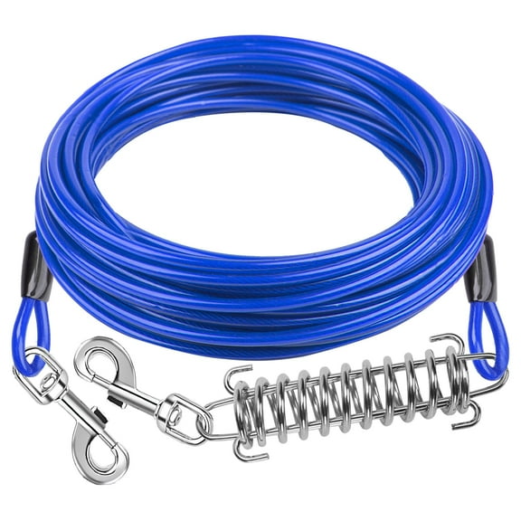 Dog Tie Out Cable Dog Runner Cable with Swivel Hook and Shock Spring Dog Runner Leads for Yard Outdoor and Camping 16FT Tether for Small Large Dogs Up to 500LBS Clear Blue