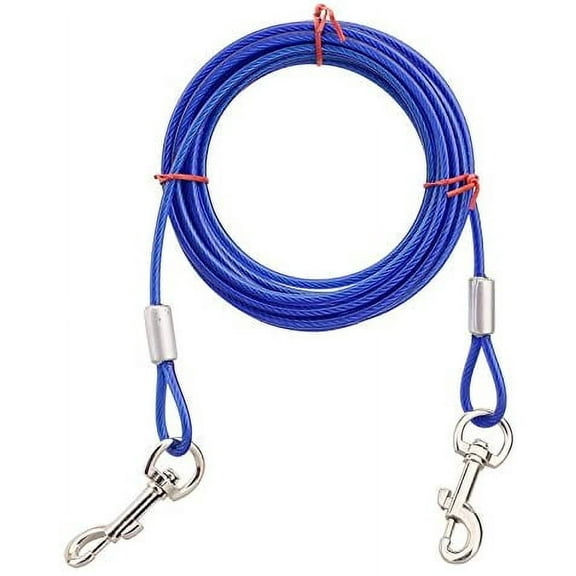 Dog Tie Out Cable, Stainless Steel Pet Dog Tie Out Cable, Double Head Dog Leash Camping Outdoor Tie for for Medium Large Pet Dogs Yard- and Camping No Tangle Rust Proof Training Dog Cable(Dark Blue)