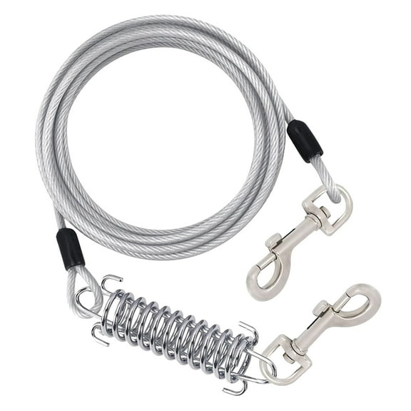 Dog Tie Out 8m Long Dog Leash with Spring and Swivel Clips Heavy Duty Runner Chains for Outside Yard Camping 1pc