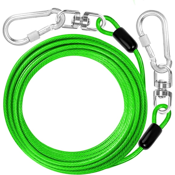 Dog Tie Out Cable: 10 ft Dog Lead for Yard - Heavy Duty Chain Leash Outside for Small Large Dogs Up to 500 lbs - Outdoor Dog Runner Tether Green,10FT