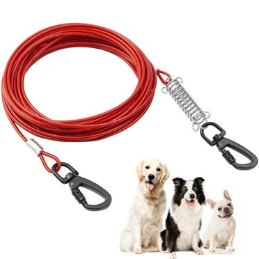Dog Tie Out Cable 20FT for Dog Up to 250lbs - Red