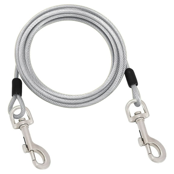 Dog Tie Out Cable 314.96in – Extra Long Tangle-Free Chain Lead for Medium & Large Dogs, Heavy Duty 0.2in Diameter Cable, Outdoor Use, Silver