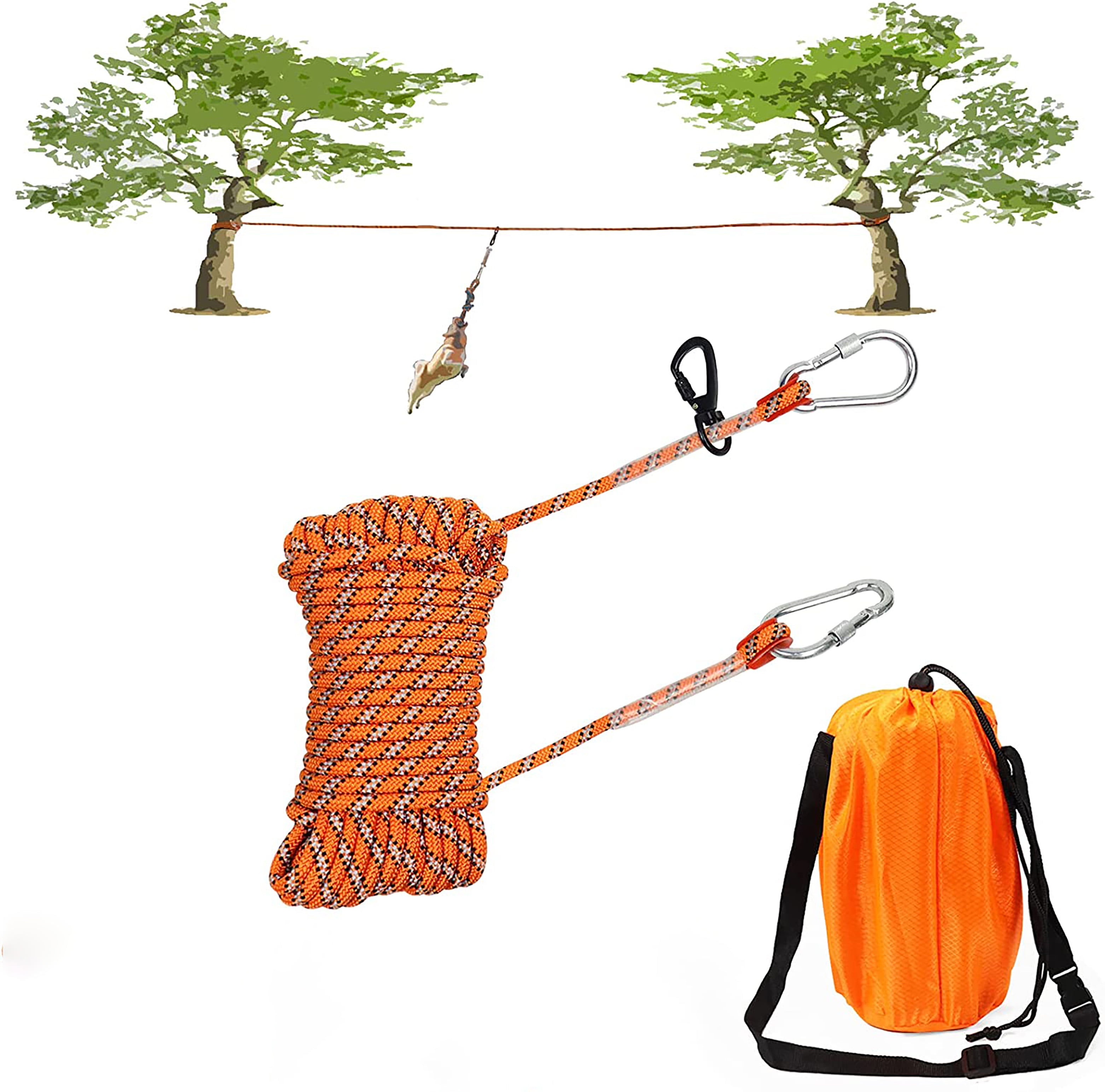 HUART Heavy Duty Dog Tie Out Cable 50ft with Swivel Anchor Portable Overhead Trolley System for Outdoor Events Walmart
