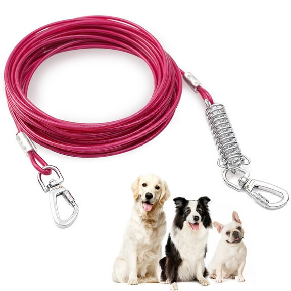 Libbipaw Dog Tie Out Cable Chain 20 FT for Dog Up to 250 lb, Rose Red