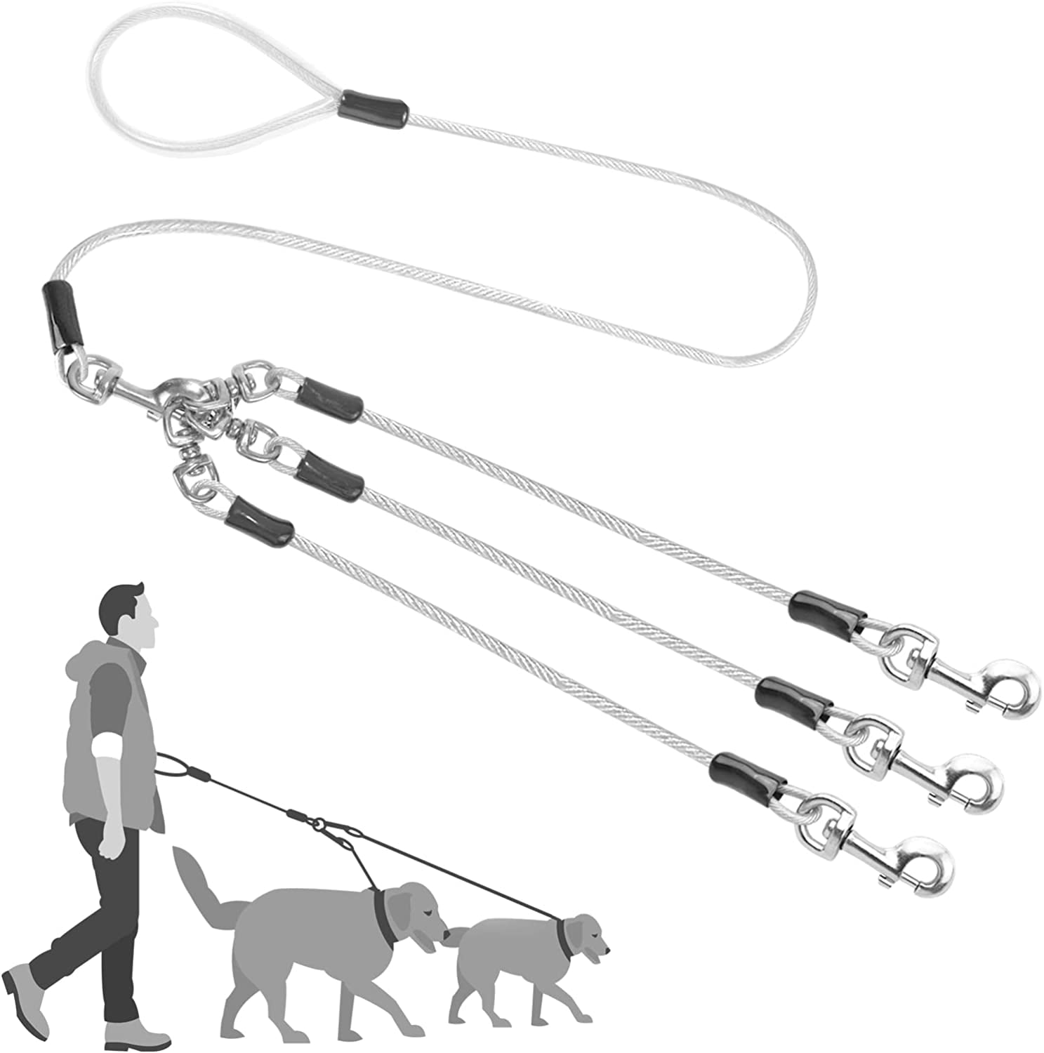 Dog Tie Out Cable Shared by Multiple Dogs 15ft Dog Runner for Yard Walmart