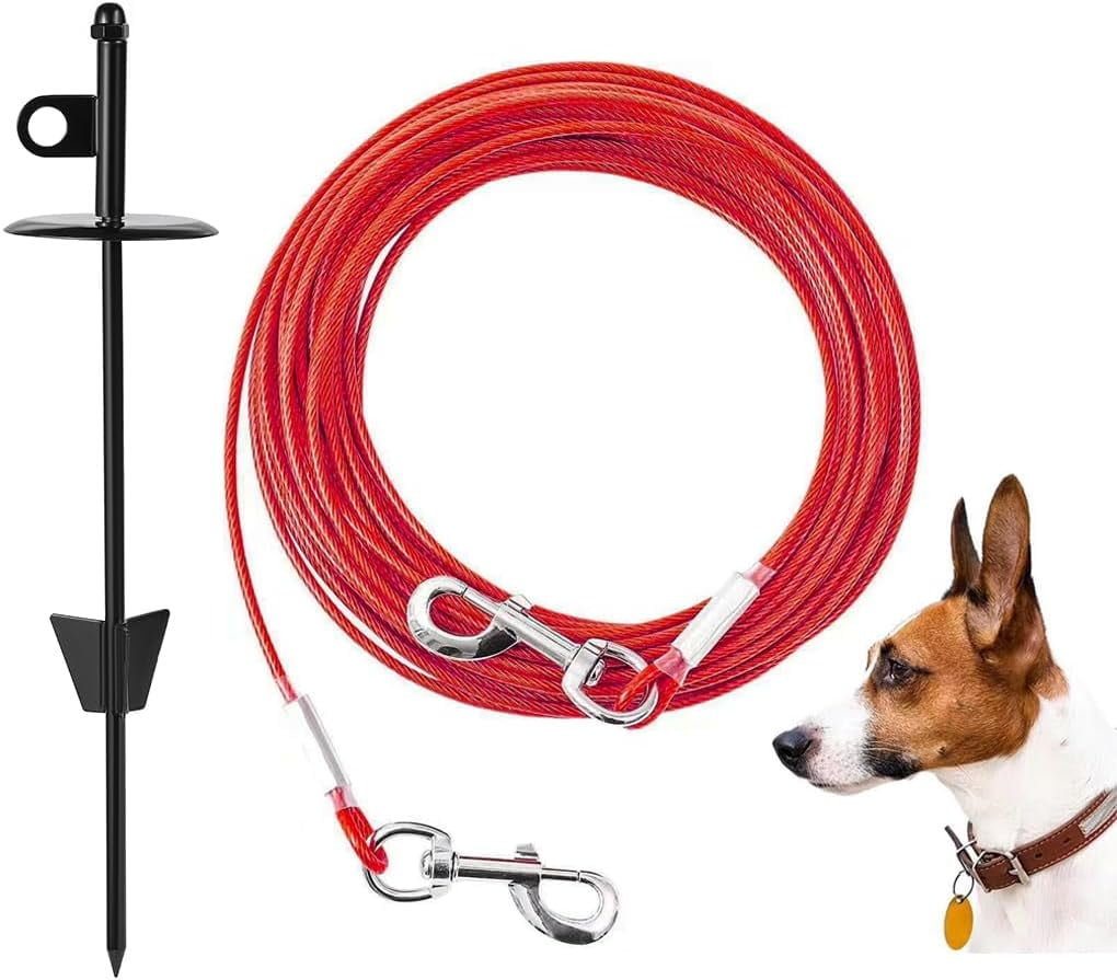 Dog Tie-Out Cable and Stake 20/30/50 ft Heavy Duty Cable for Dogs