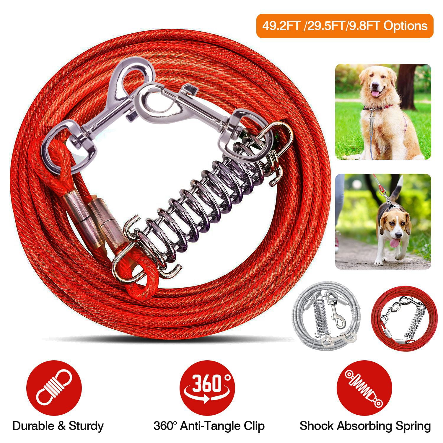 Dog Tie Out Cable iMounTEK 9.8FT Dog Runner Cable with 360° Swivel