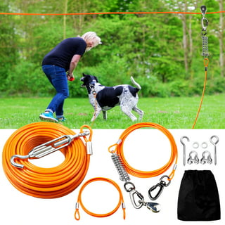 Tresbro Dog Leads for Yard, 25FT Dog Tie Out Cable with Shock