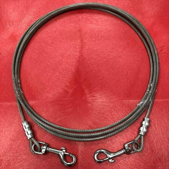 Dog Tie-Out Stainless Steel Cable Leash Pet Leash Heavy Duty (MADE IN USA)