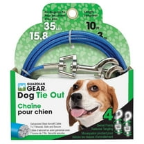 Dog Tie Out Strong Blue Vinyl Coated Outdoor Cable Restraint Medium Holds 35lbs (10 Feet Long)