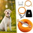 thumbnail image 1 of Dog Tie Out Runner for Yard, Dog Trolley System 100FT Dog Lead with 15FT Dog Runner Line, Dog Zipline Heavy Duty Dog Run Cable for Large Dogs 250lbs, Orang, 1 of 7