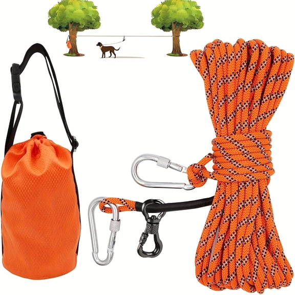 Dog Tie-out Cable for Camping, 50/75/100ft Portable Overhead Trolley System W/ Reflective Design, up to 200lbs, Dog Lead for Yard, Camping, Parks, /Green/Blue